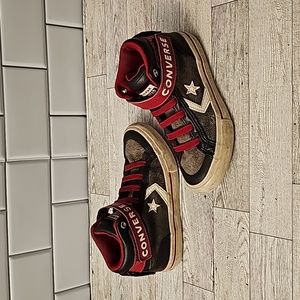 Converse pro blaze strap high tops size 12 juniors navy and red